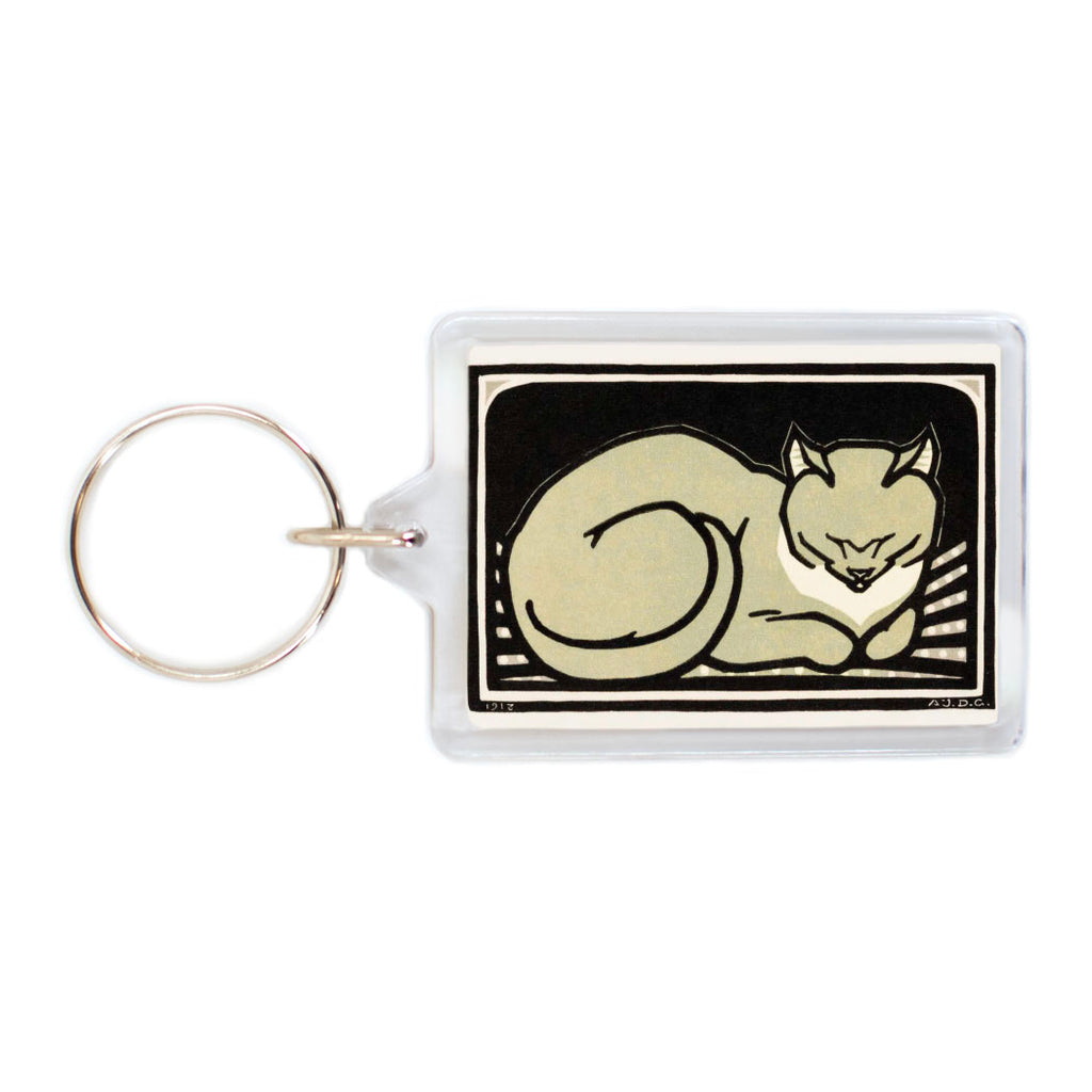 Sleepy Kitty Vintage Plastic Keychain