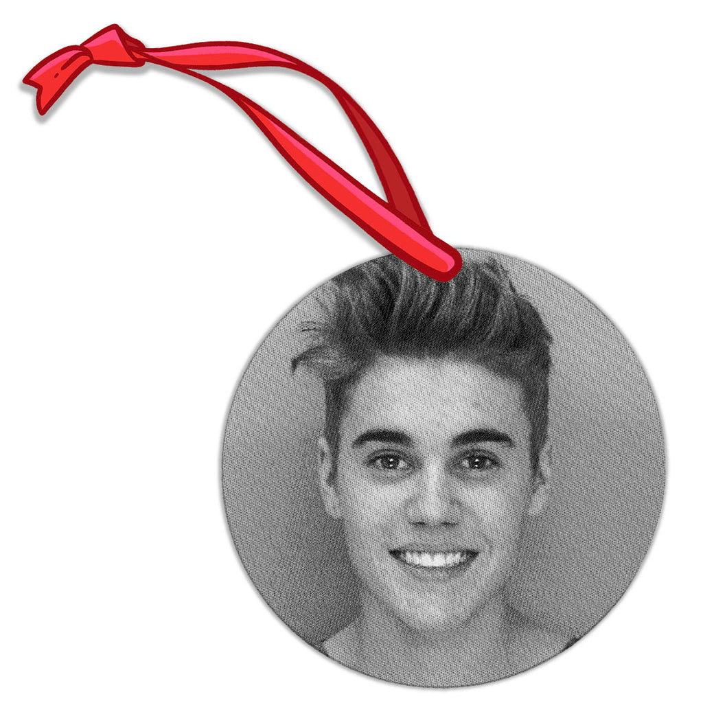 Justin Bieber Mugshot Round Ornament