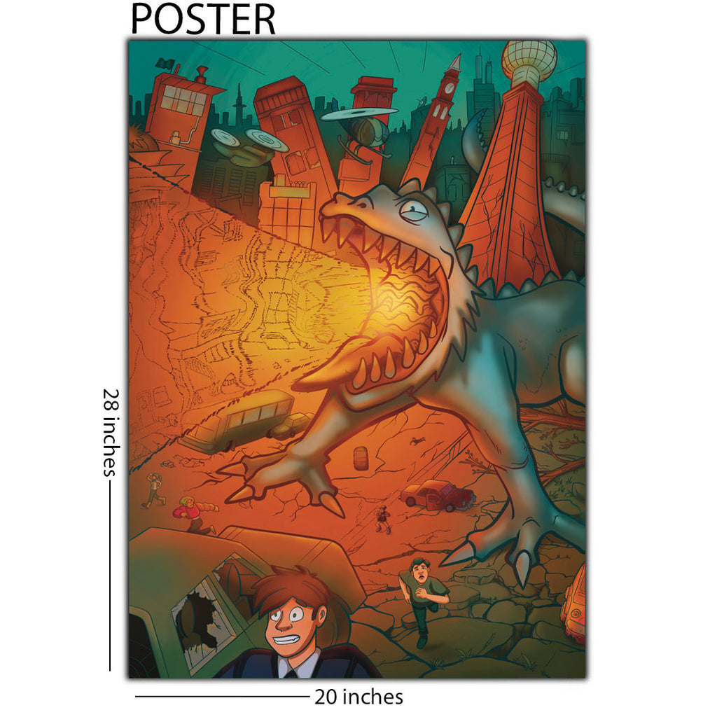 Kaiju Breathing Fire 20 x 28 Poster