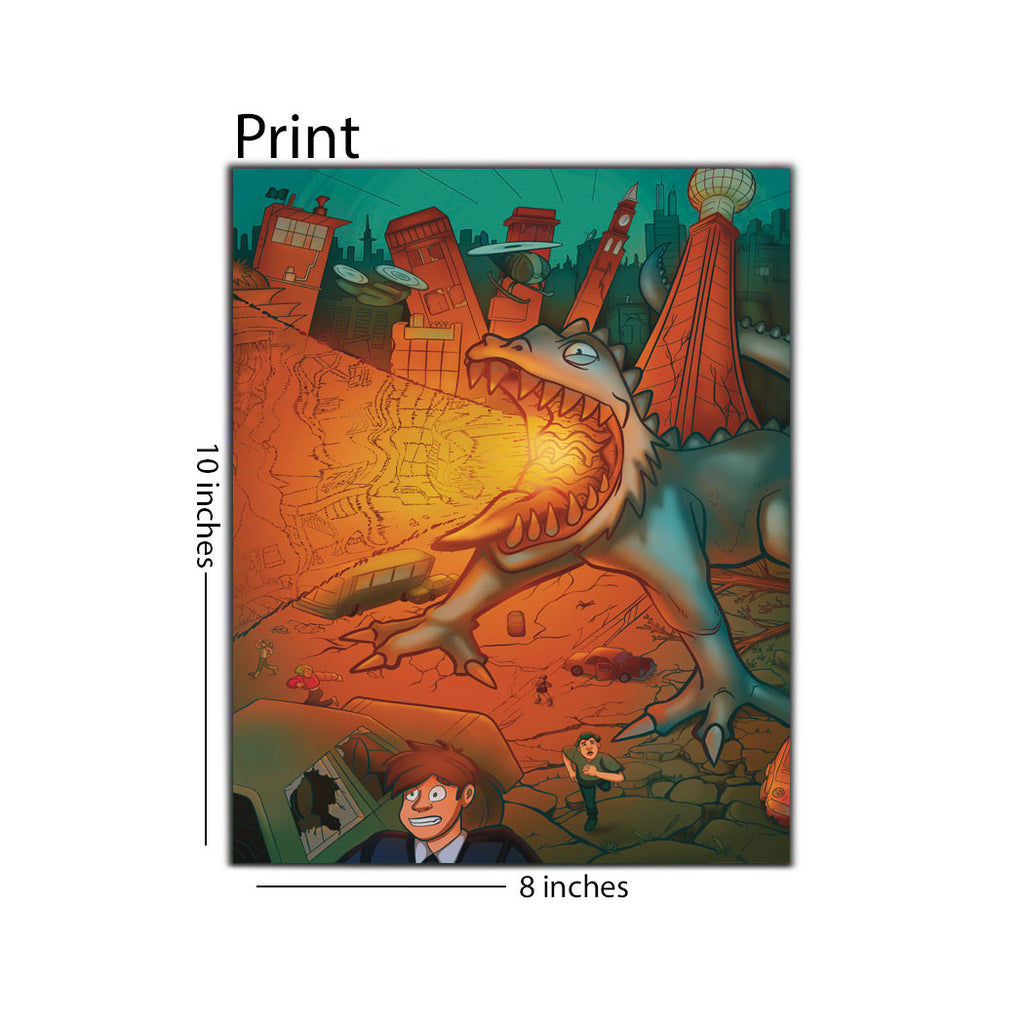 "Kaiju Breathing Fire" 8 x 10 Print