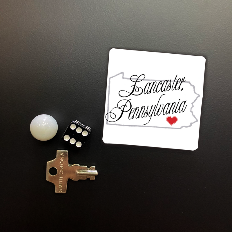 Lancaster Pennsylvania Script Square Magnet