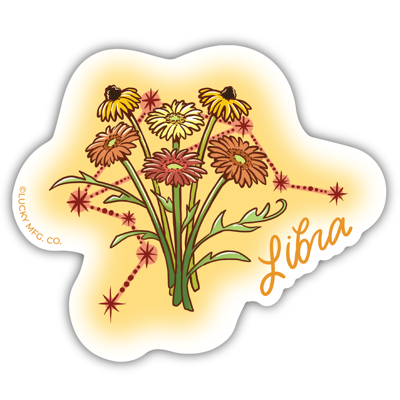 Libra Zodiac Flower Vinyl Sticker