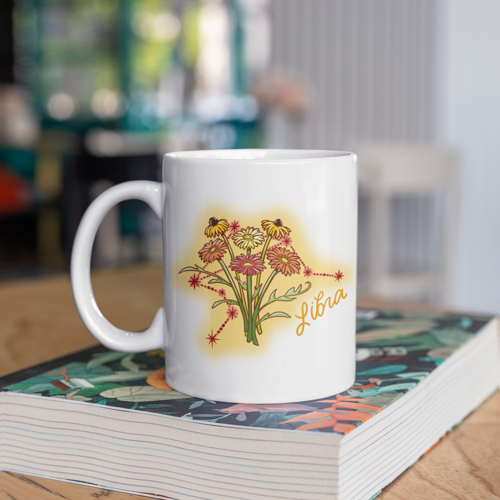 Libra Zodiac Flower Mug