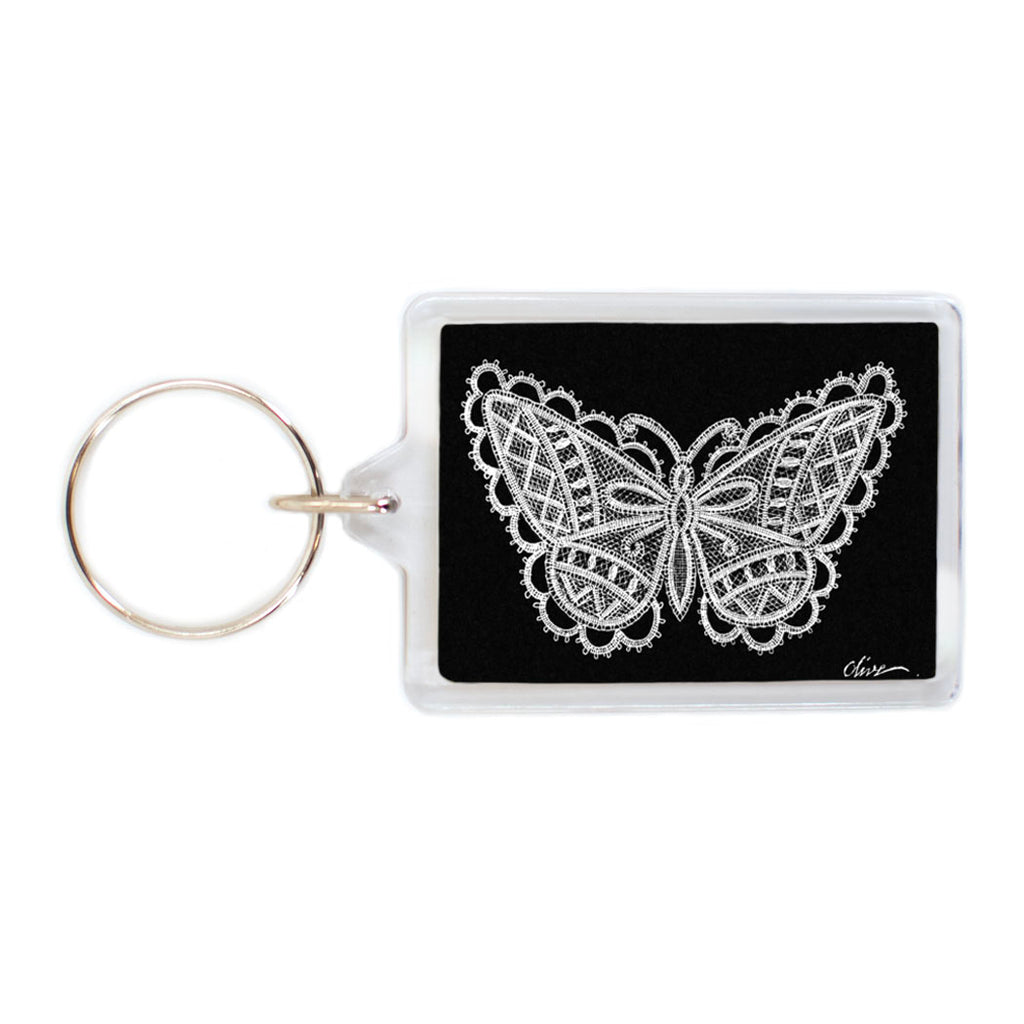 Lace Butterfly Vintage Plastic Keychain