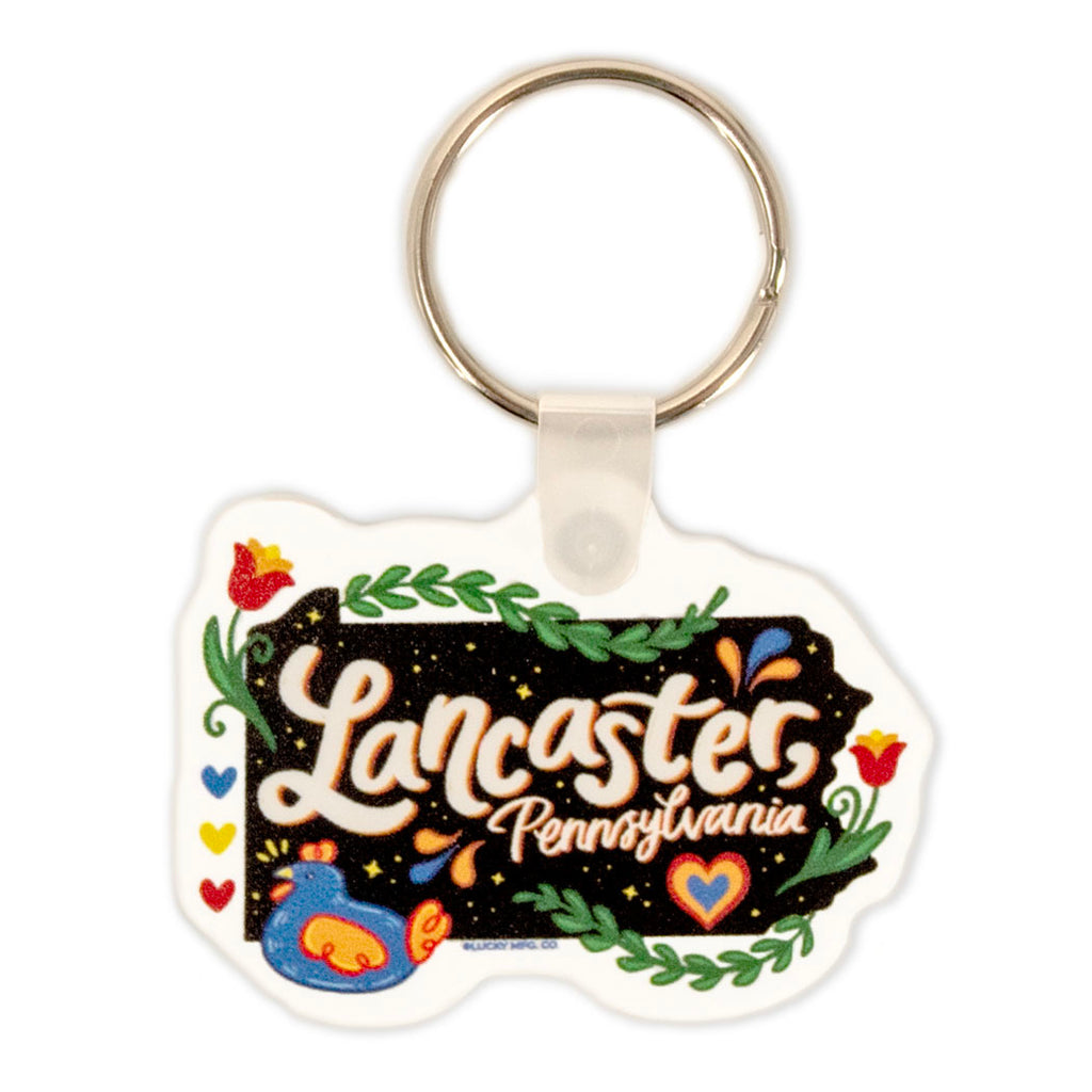 Lancaster, PA State With Chicken 3D Keychain