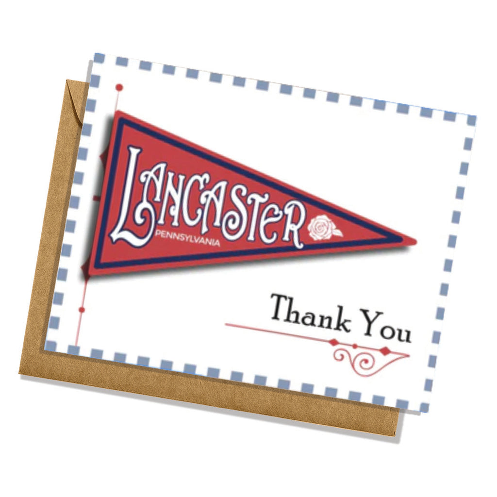 Lancaster Pennsylvania Pennant W/ Sticker Thank you Card