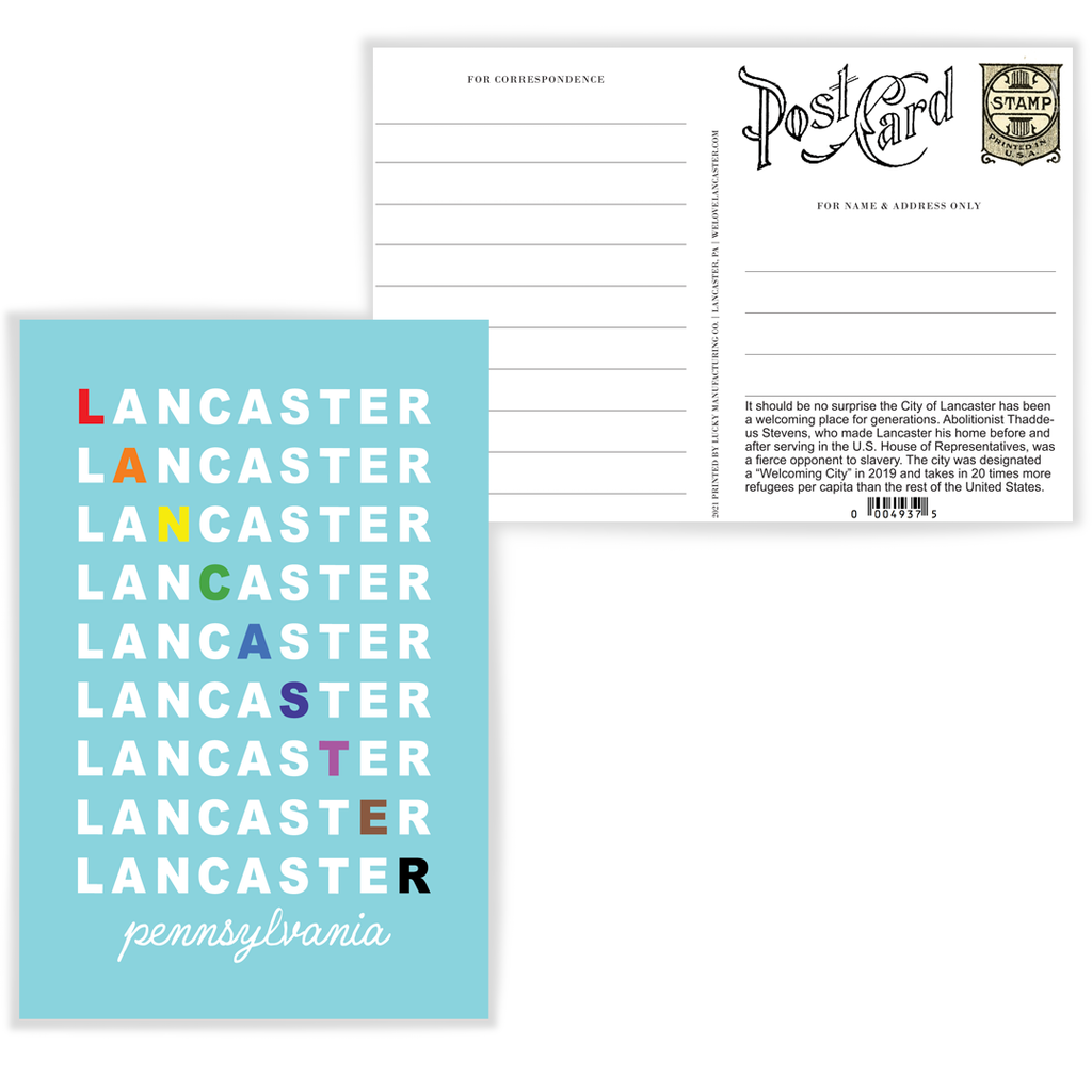 Lancaster PA Diagonal Rainbow Pride Postcard