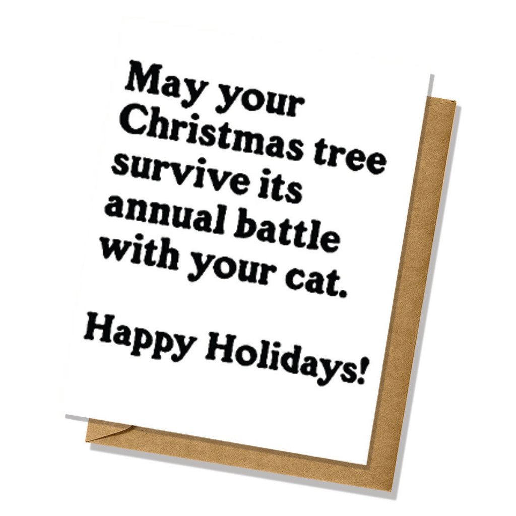 Cat vs. Tree Christmas/Holiday Card
