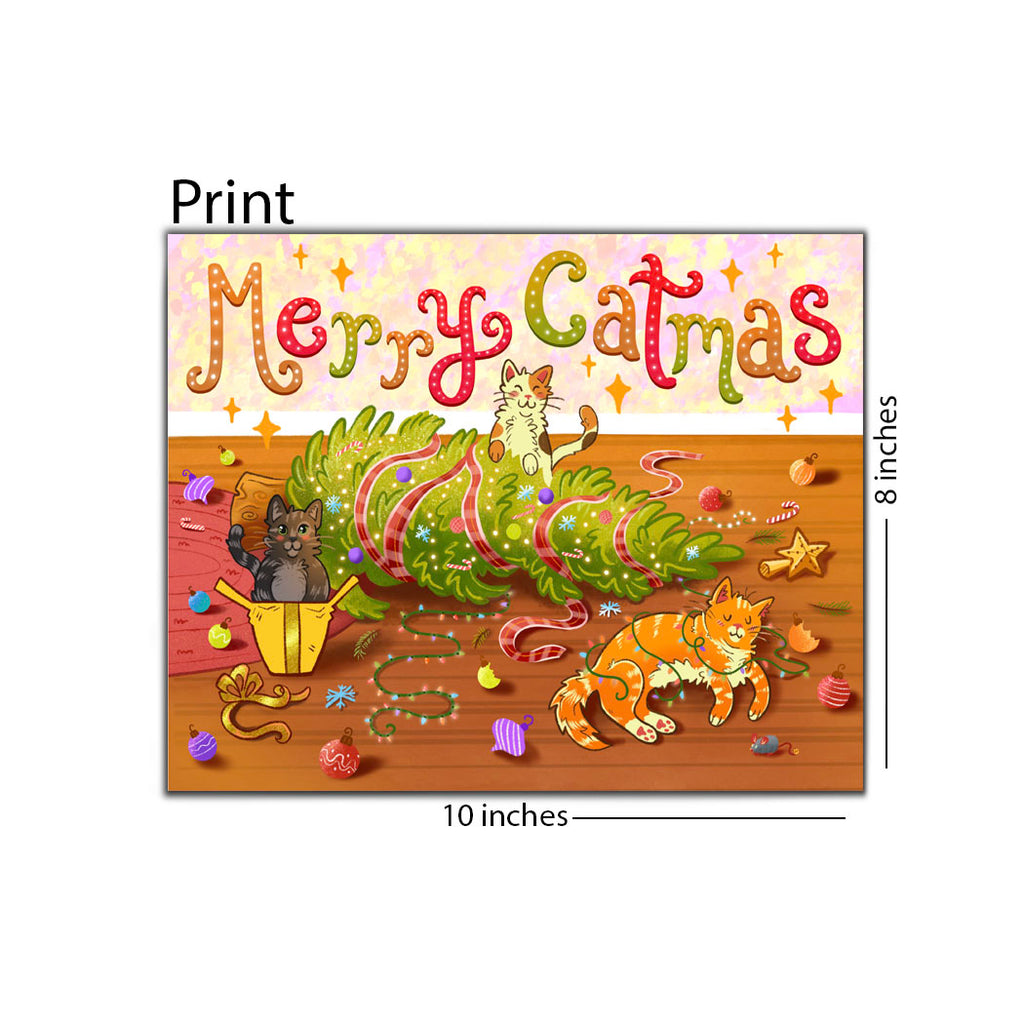 Merry Catmas 8 x 10 Print