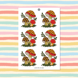 Merry Mushrooms 4x6 Vinyl Sticker Sheet