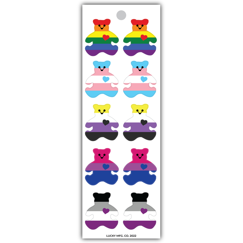 Pride Flag Teddy Bears Vinyl Sticker Strip