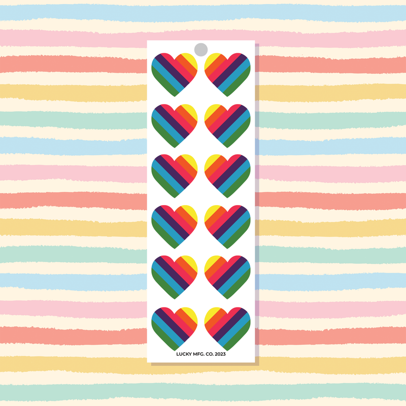 Retro Rainbow Hearts Vinyl Sticker Strip
