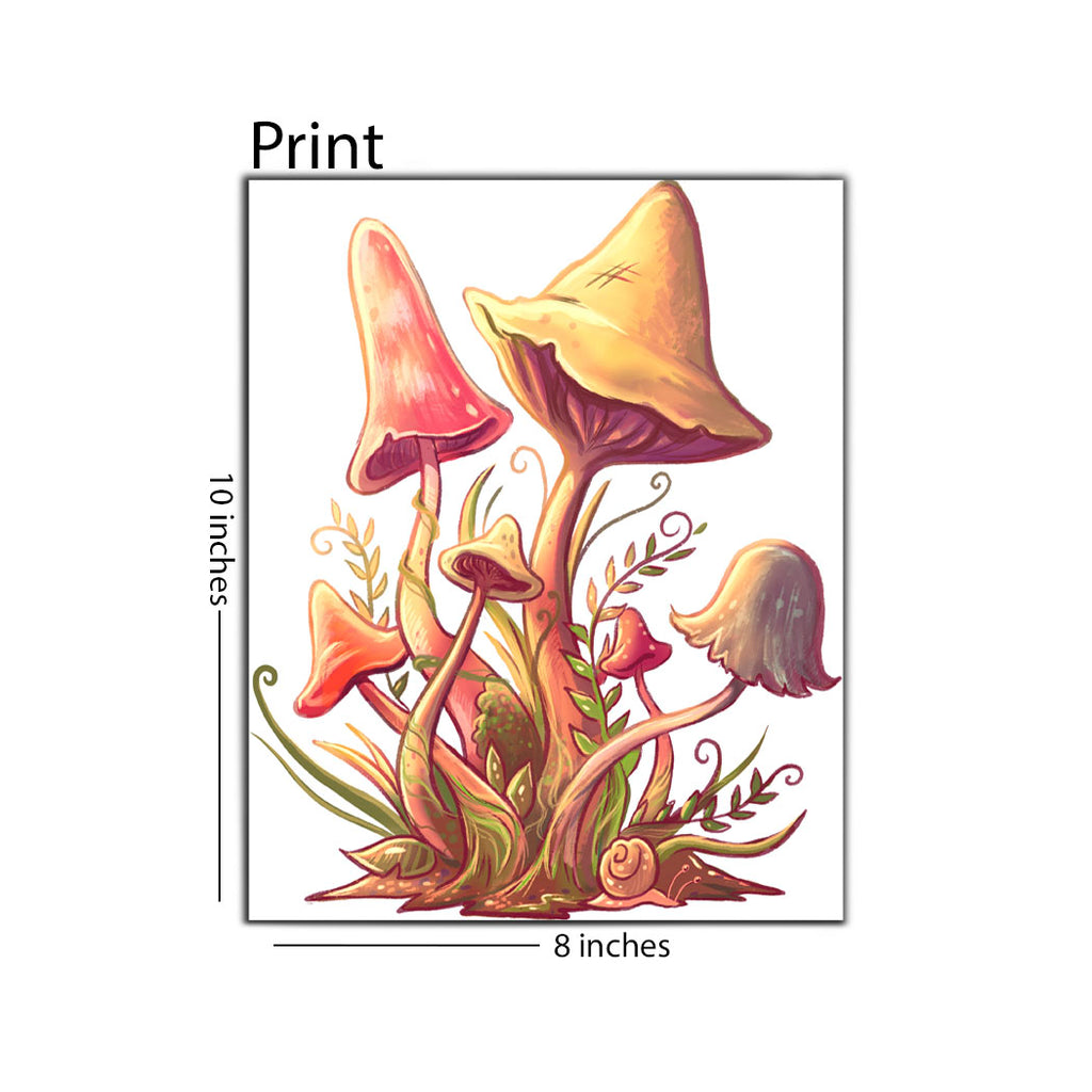 Cottagecore Mushrooms 8x10 Print