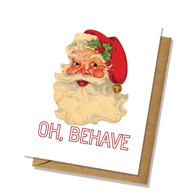 Vintage Santa Oh, Behave Inappropriate Christmas Card