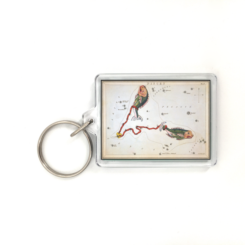 Pisces Vintage Illustration Plastic Keychain