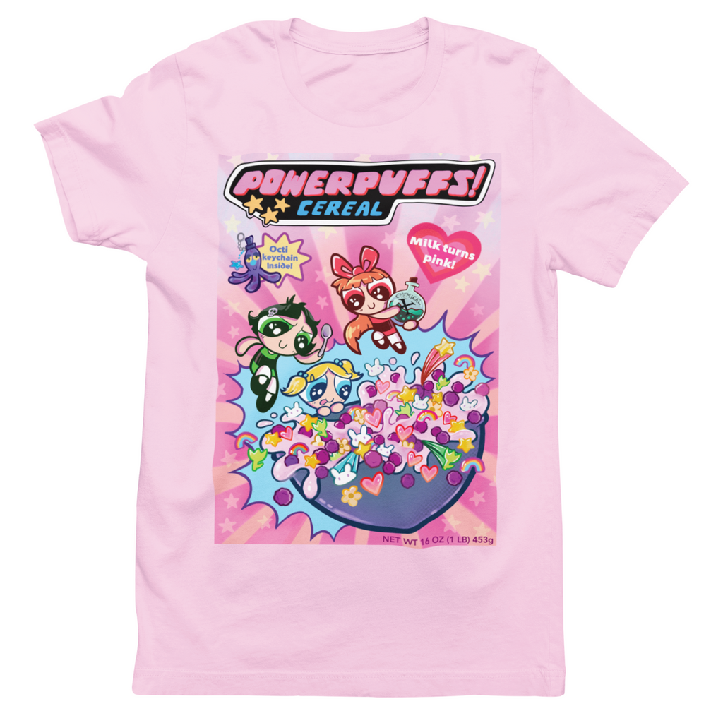 Powerpuff Girls "Powerpuffs!" Cereal Box Spoof T-Shirt