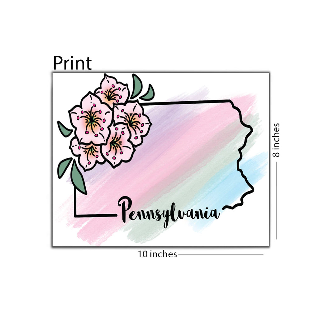 Pennsylvania Laurels & Watercolor 8x10 Print