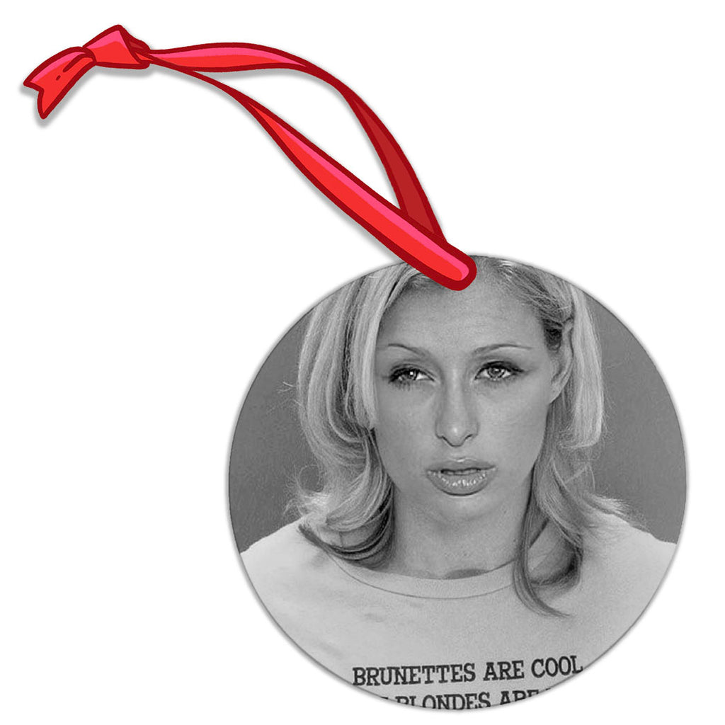 Paris Hilton Mugshot Round Ornament