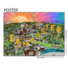 Illustrated Caricature Map of Lancaster City PA 20 x 28 Poster