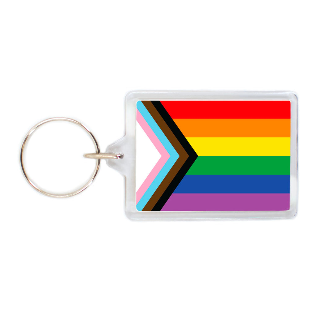Progress Pride Flag Plastic Keychain