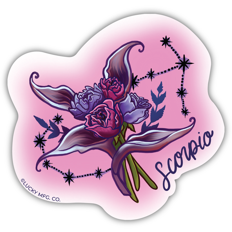 Scorpio Zodiac Flower Vinyl Sticker