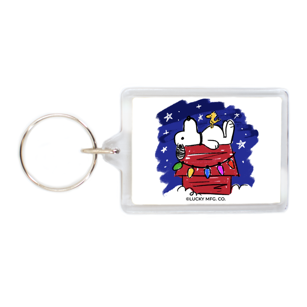 "Snoppy And Woofstick" Doghouse Holiday Keychain
