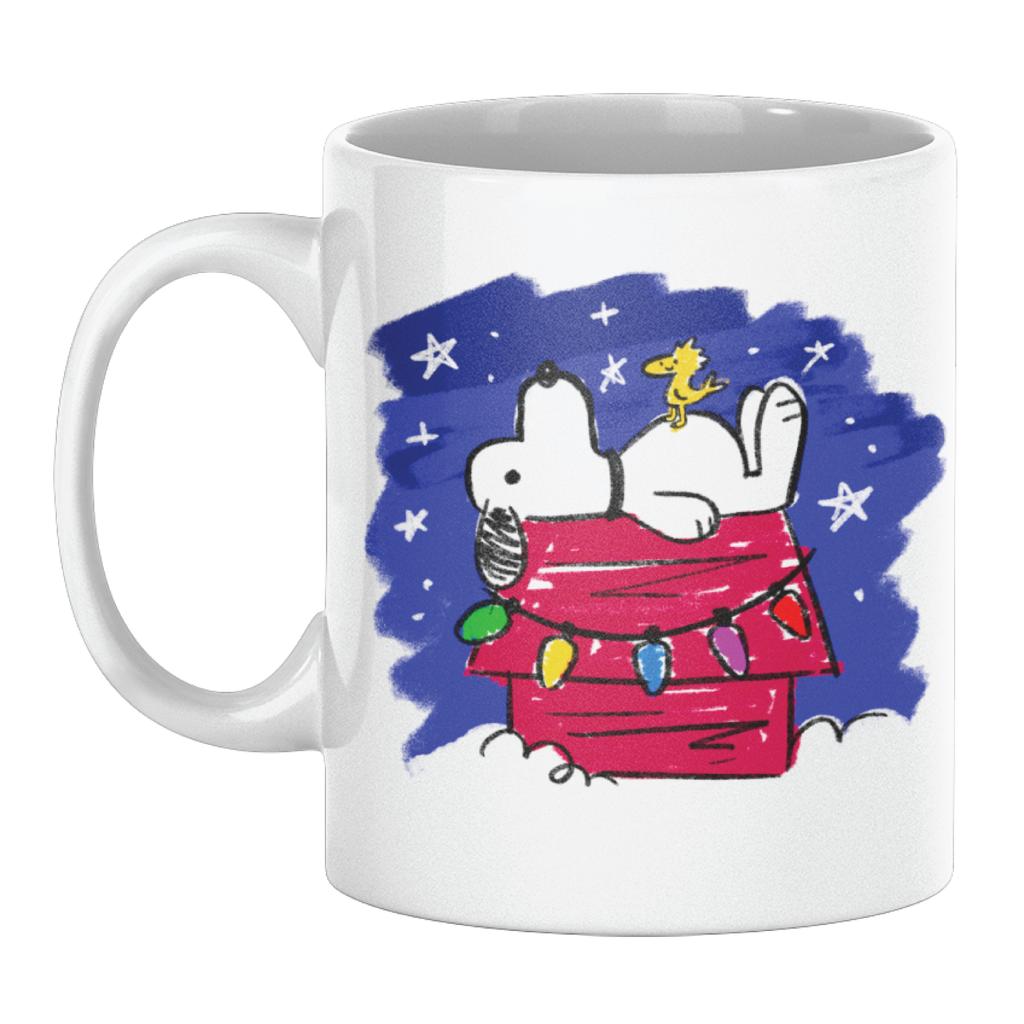 "Snoppy And Woofstick" Doghouse Holiday Mug