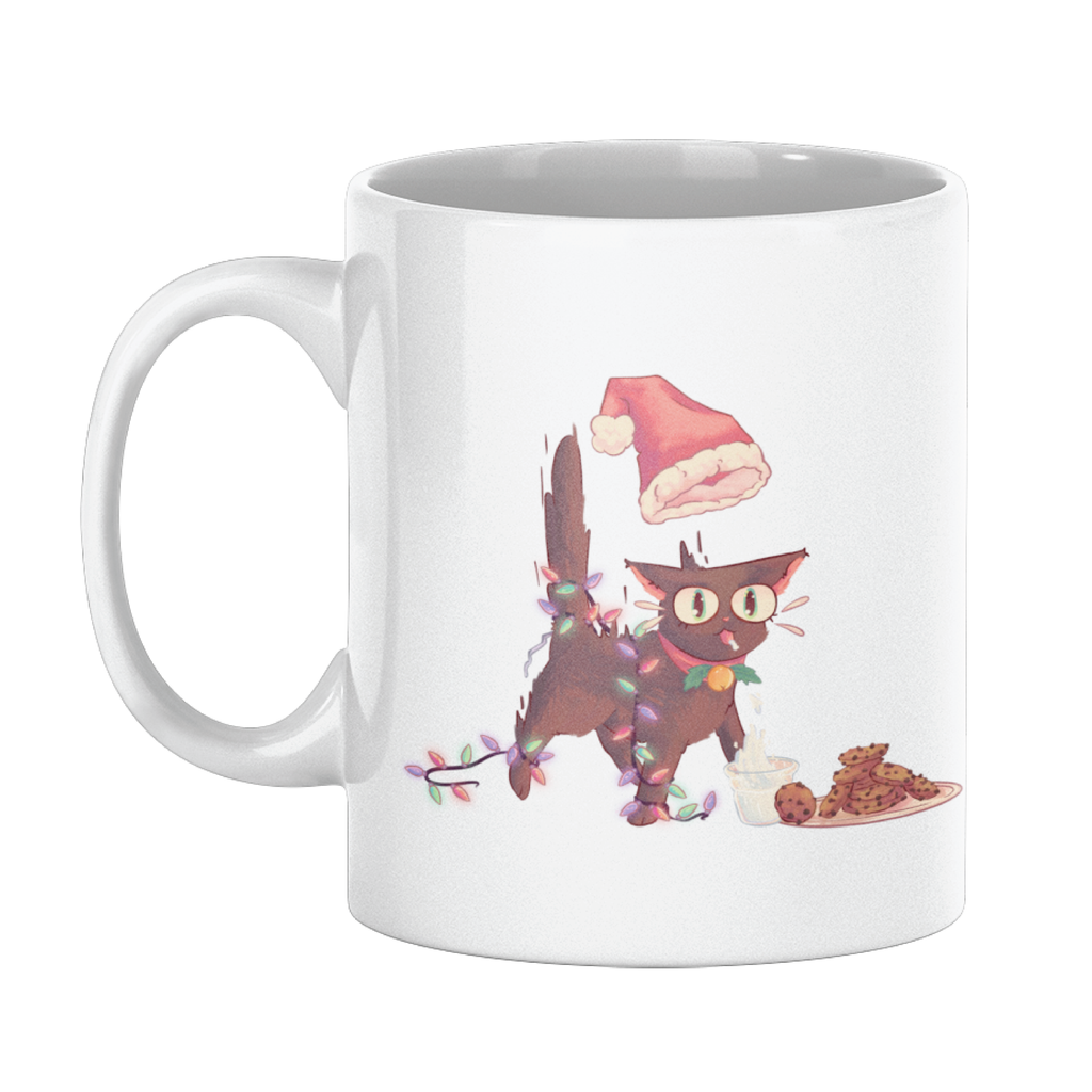 Surprised Holiday Cat Mug