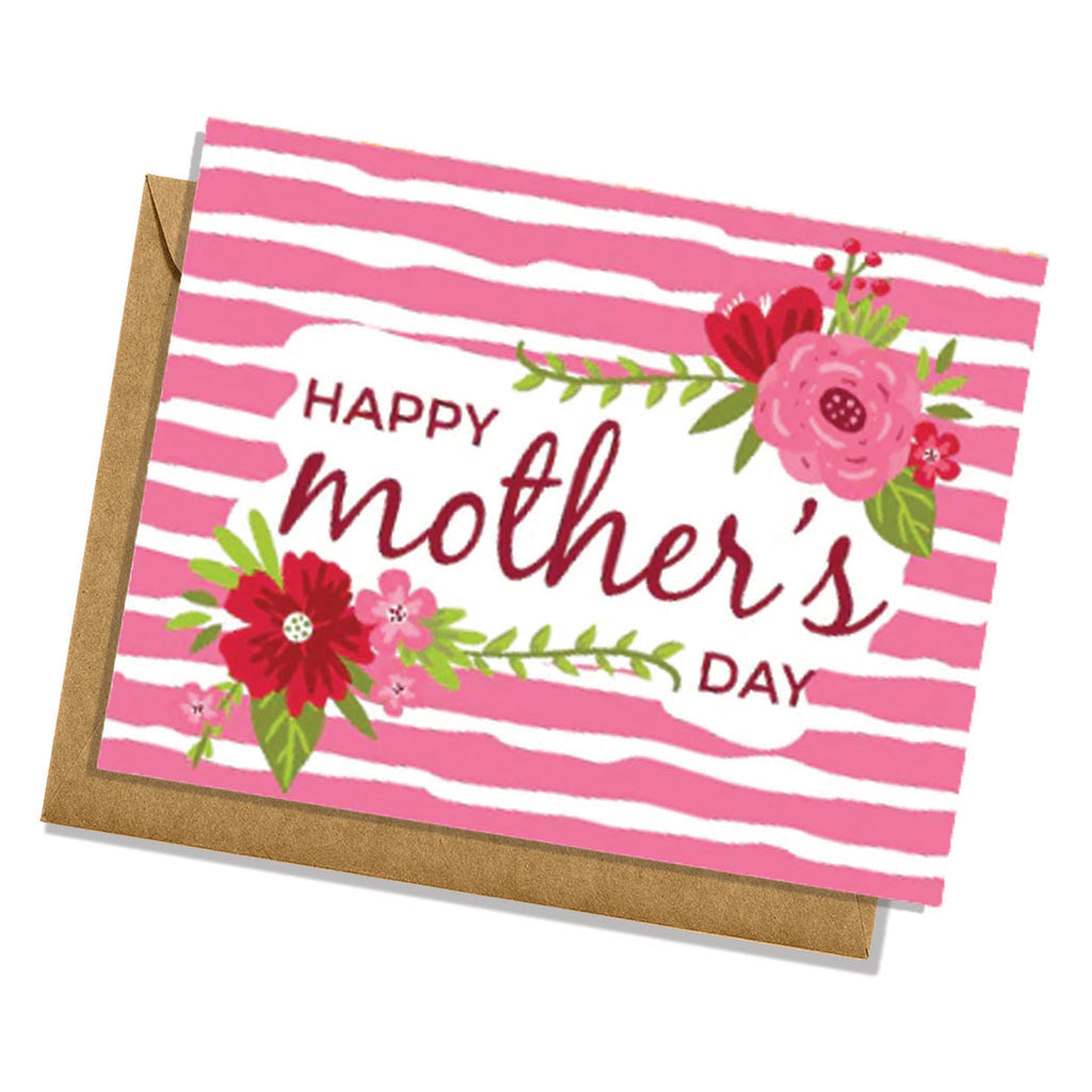 Happy Mother's Day Card Stripes & Florals