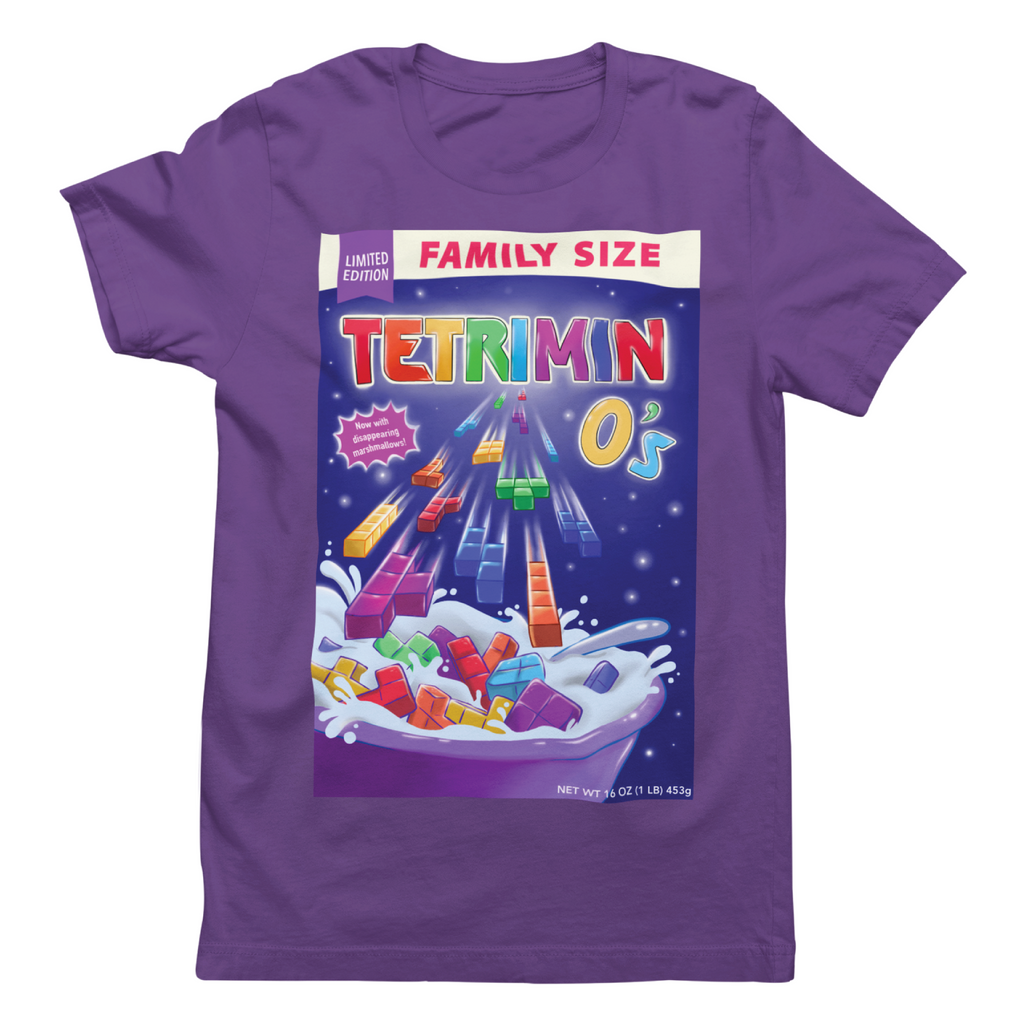 Tetris "Tetrimin-O's" Cereal Box Spoof T-Shirt