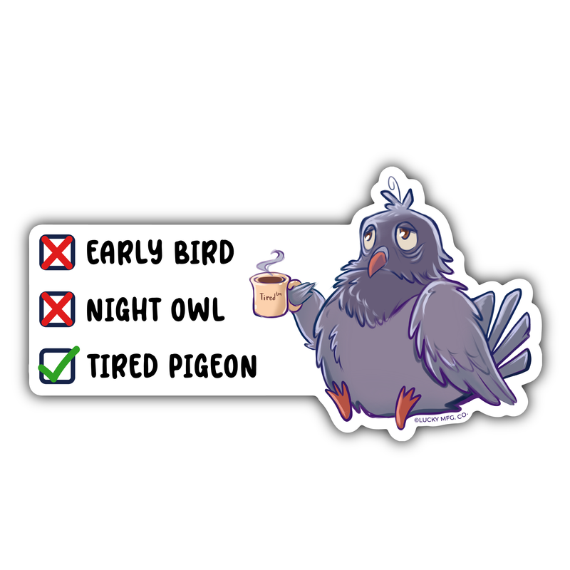 Tired Pigeon Illustrated Vinyl Sticker