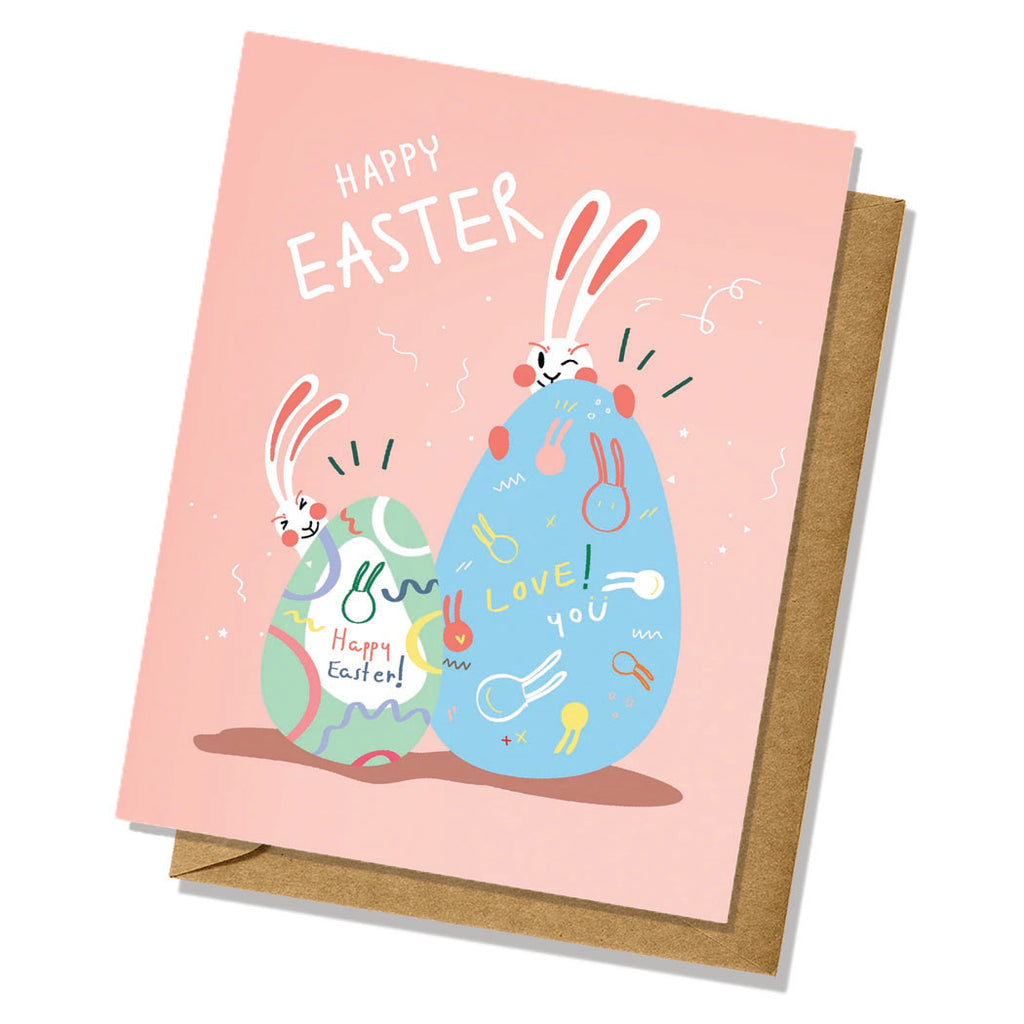 Two Bunnies Pastel Easter Card