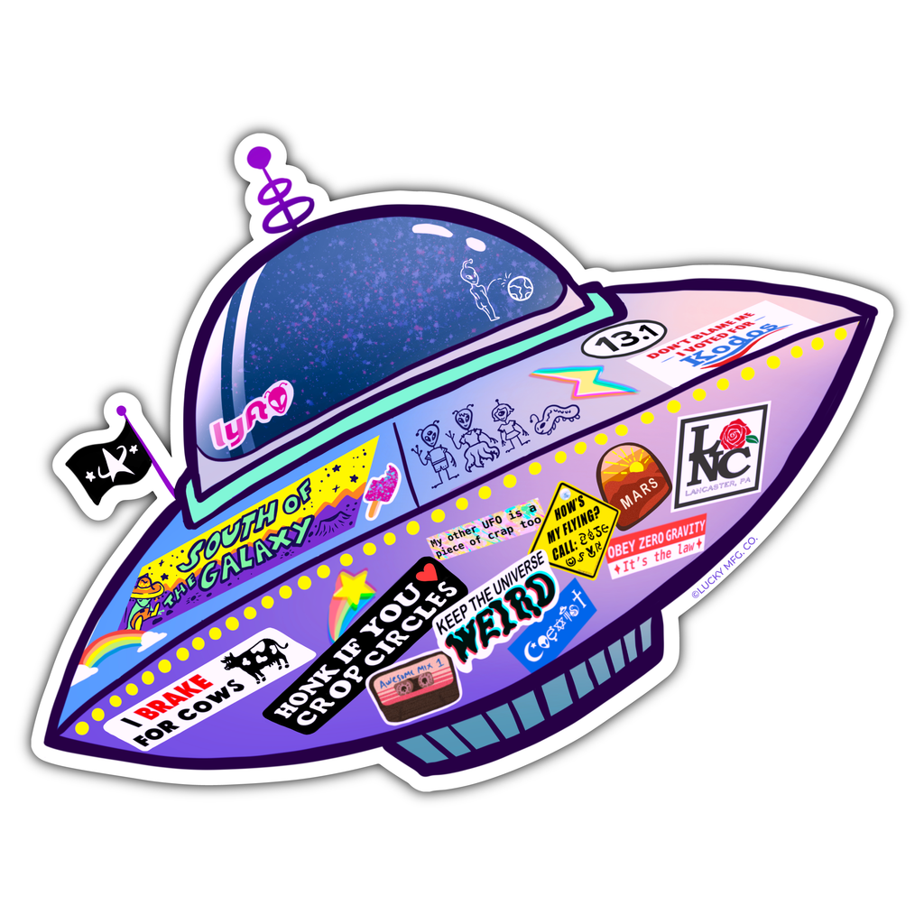 Funky UFO Vinyl Sticker