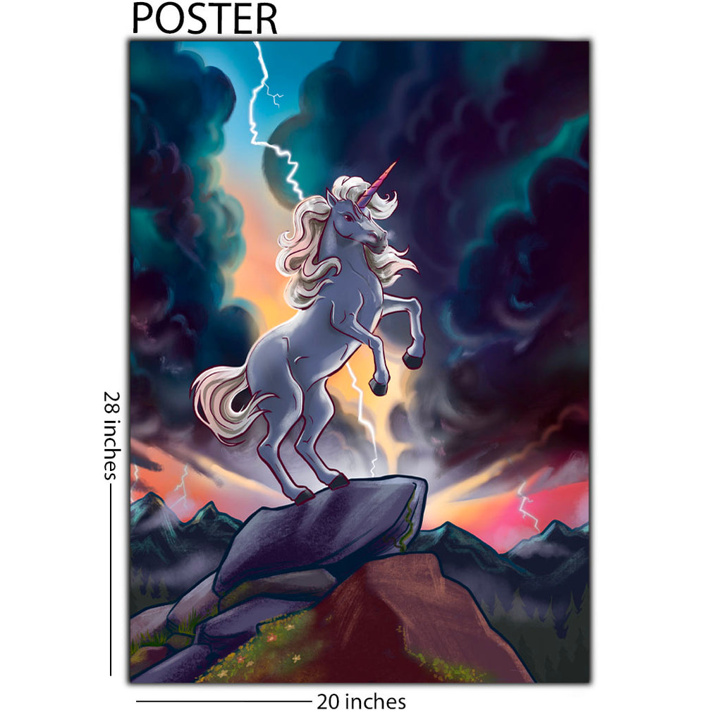 Electrifying Unicorn Illustrated 20 x 28 Poster