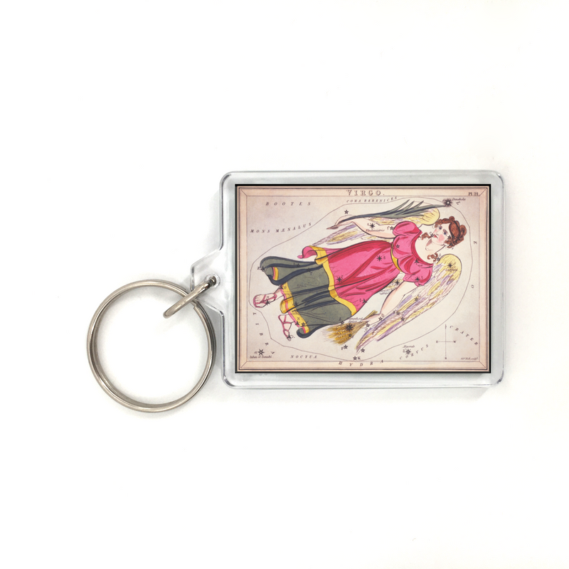 Virgo Vintage Illustration Plastic Keychain