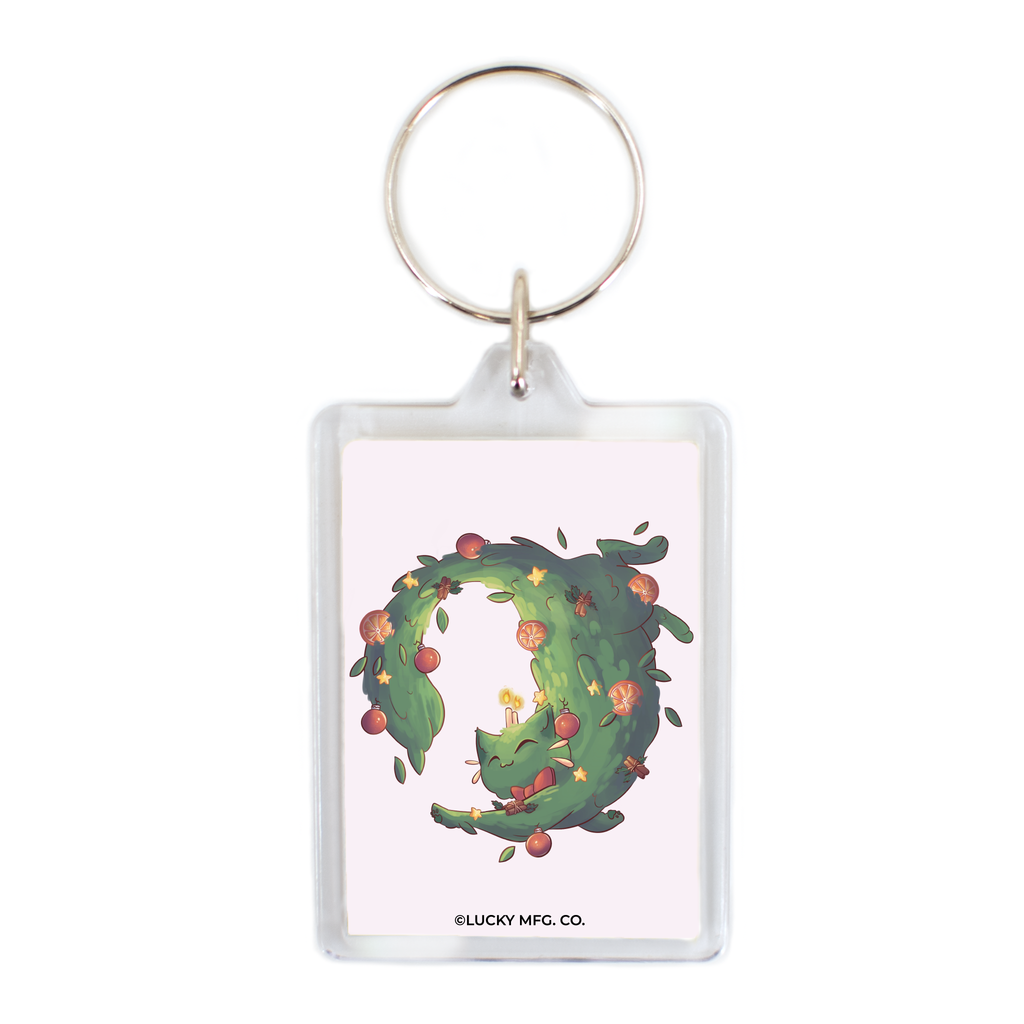 Wreath Holiday Cat Keychain