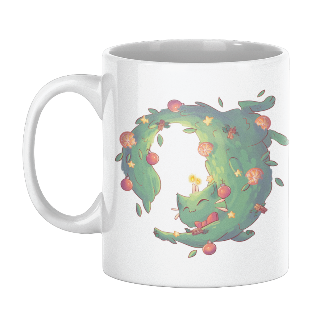 Wreath Holiday Cat Mug