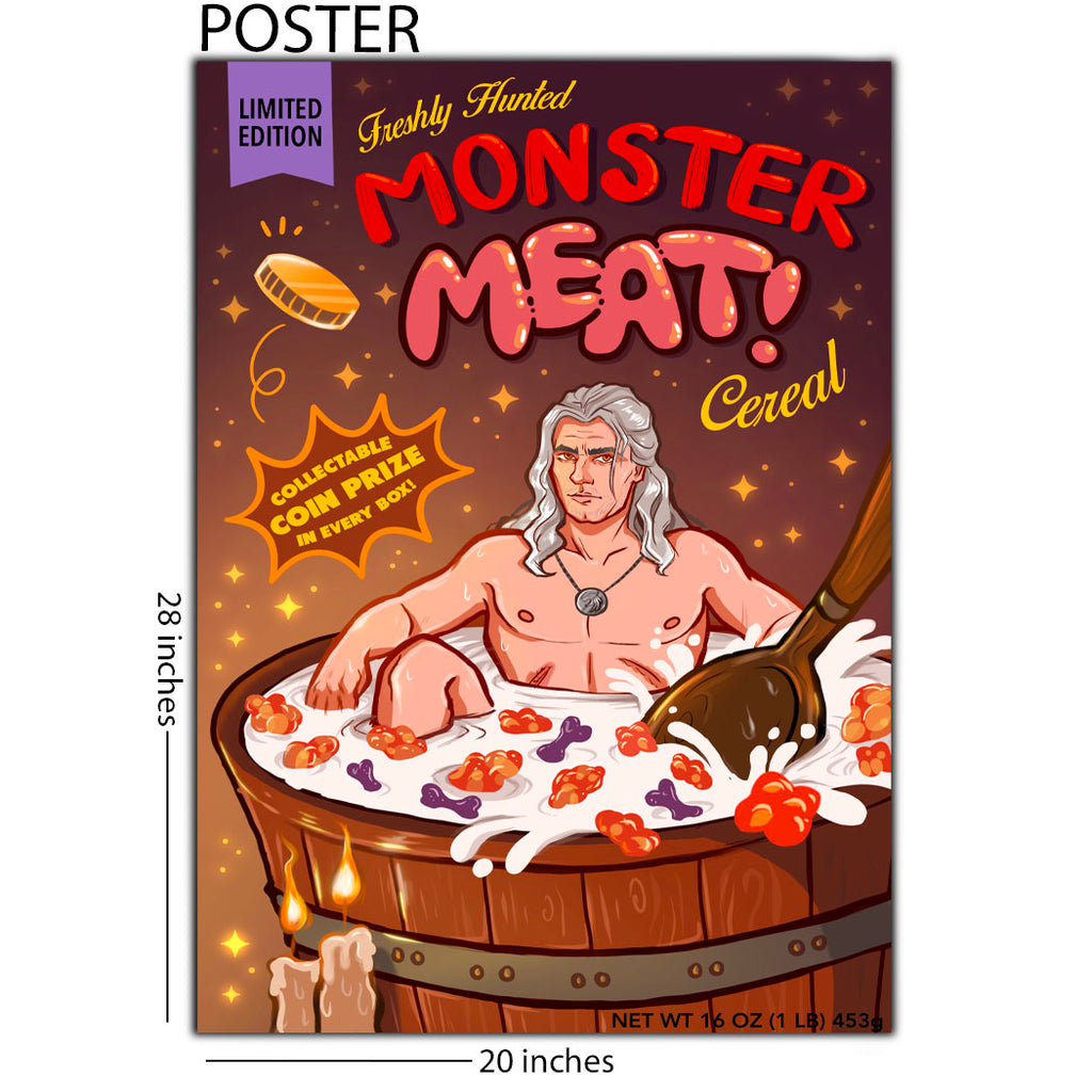 The Witcher Cereal 20 x 28 Gaming Poster
