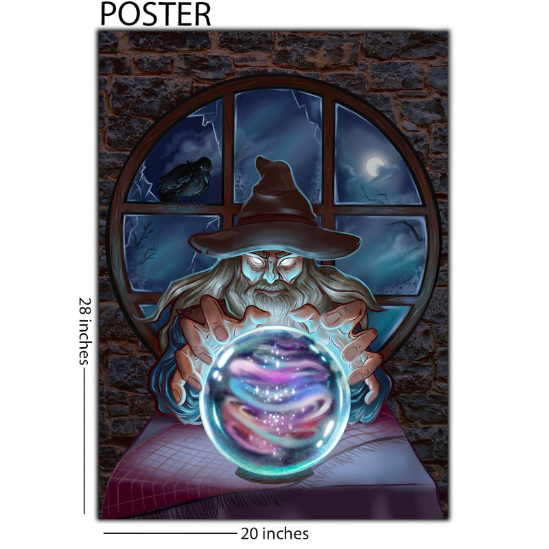 Wizard Pondering Orb Illustrated 20 x 28 Poster