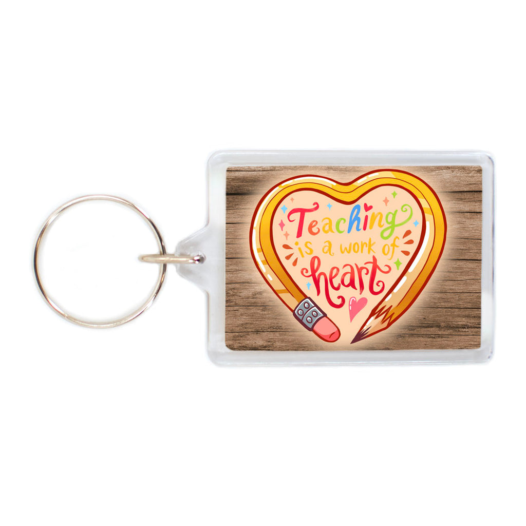 Teaching is a Work of Heart Plastic Keychain