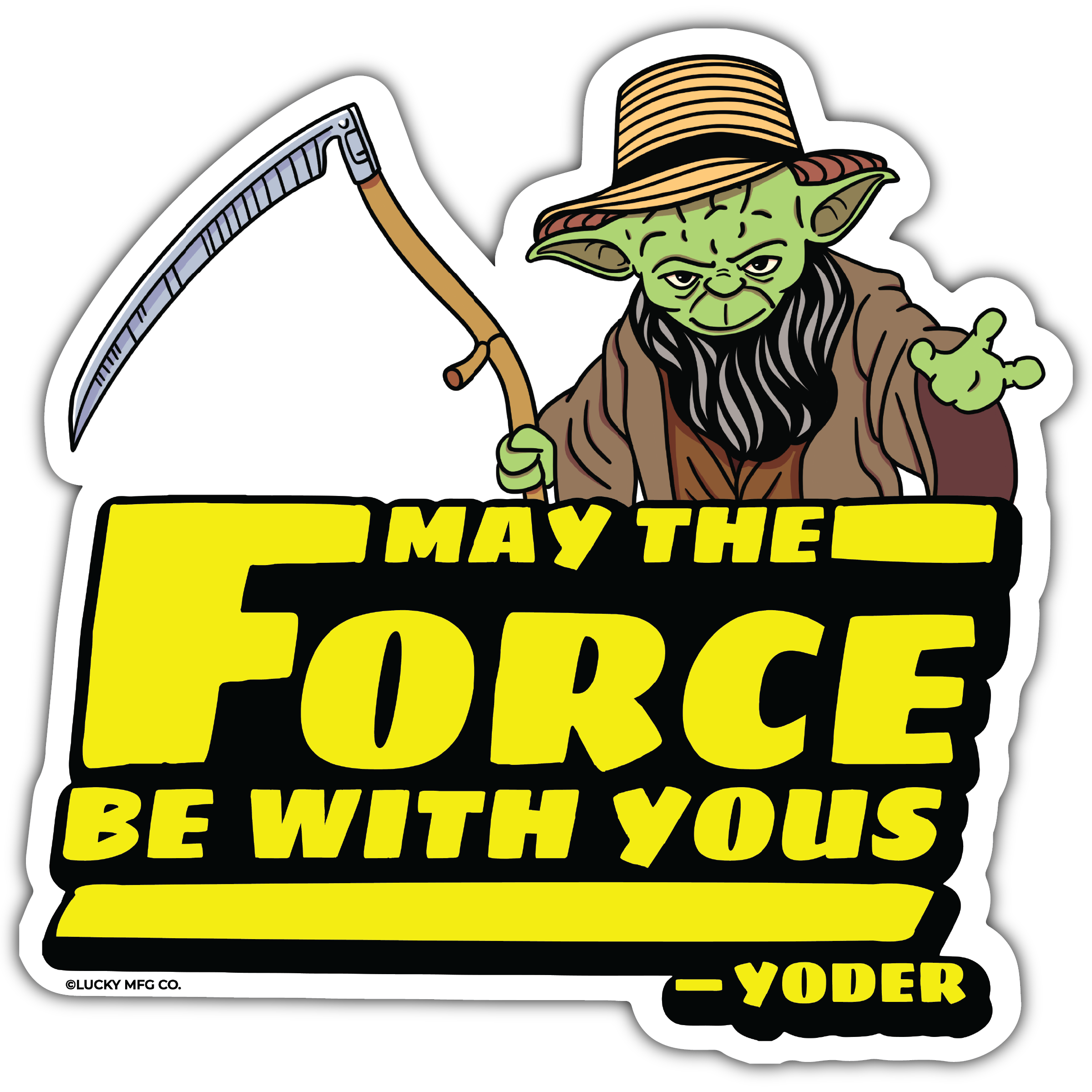 thumbnail interactive-video image 1 of "May The Ford Be With You" Funny Car Vinyl Sticker Decal – 10" X 3.3", Black – Made In USA 1 of 6