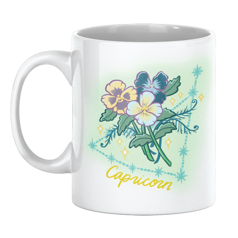 Capricorn Zodiac Flower Mug
