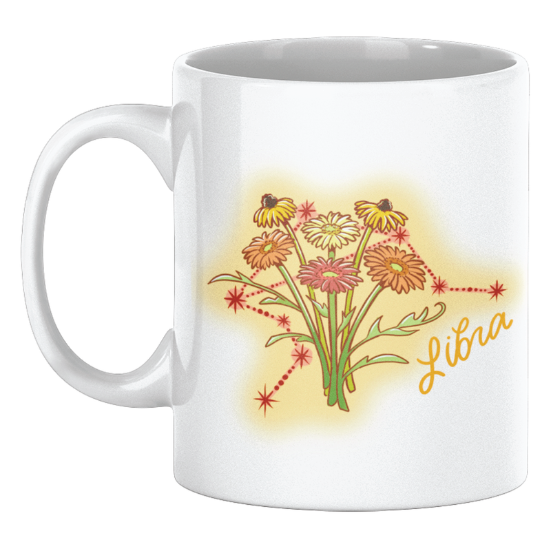 Libra Zodiac Flower Mug