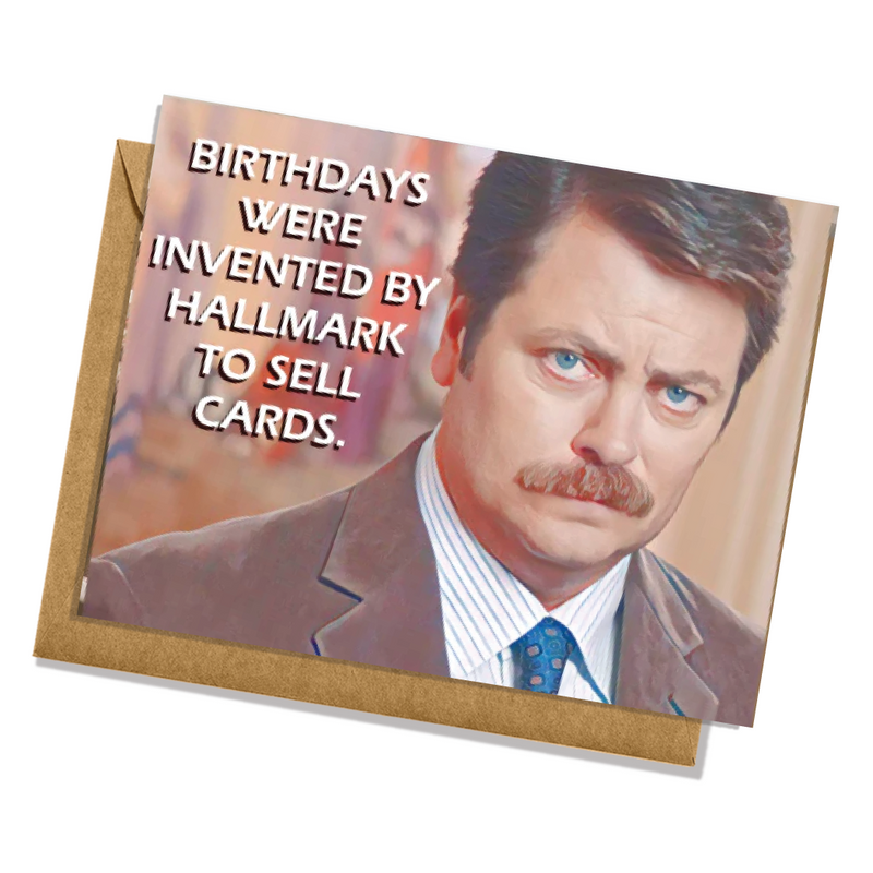 Ron Swanson Parks and Rec Nick Offerman Birthday Greeting Card