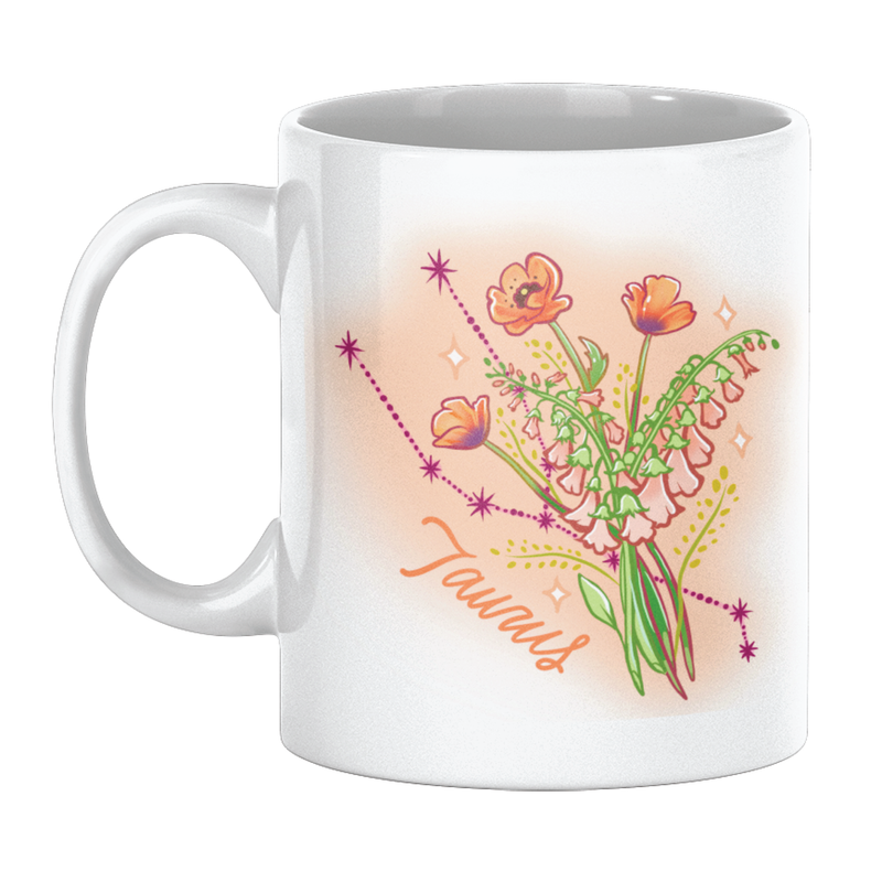 Taurus Zodiac Flower Mug