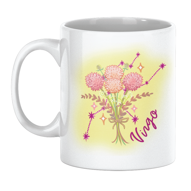 Virgo Zodiac Flower Mug
