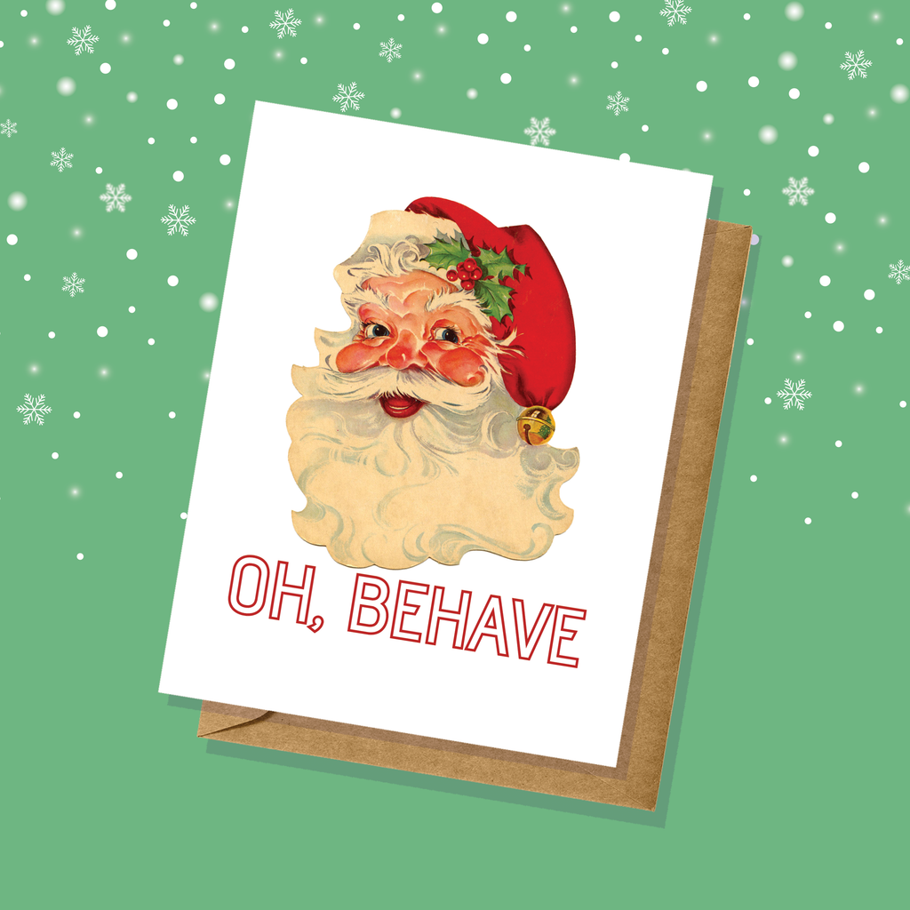 Vintage Santa Oh, Behave Inappropriate Christmas Card