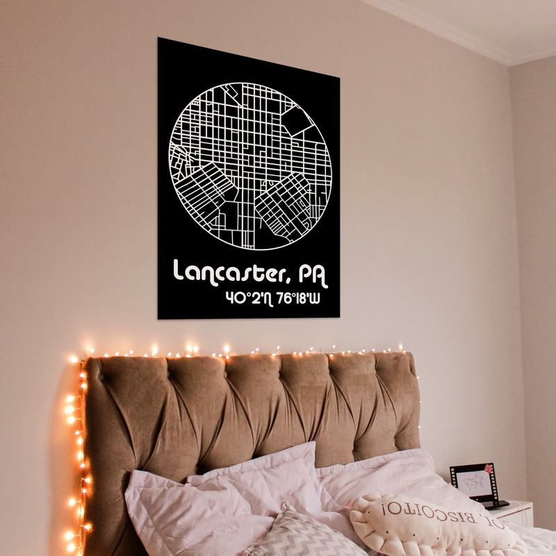 Lancaster County PA Coordinates 20 x 28 Poster