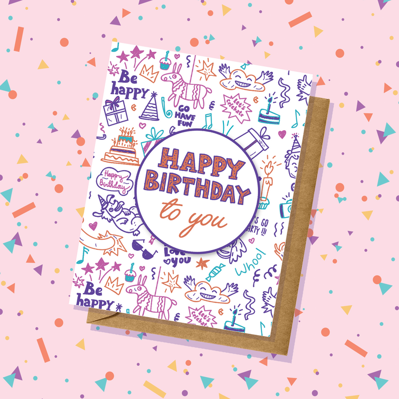 Happy Birthday To You Doodles Card