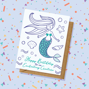 Hand-Illustrated Enchanting Mermaid Birthday Card